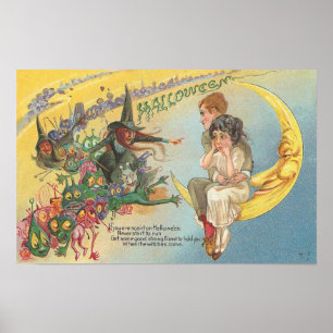 Posters do clássico dos cartões do Dia das Bruxa