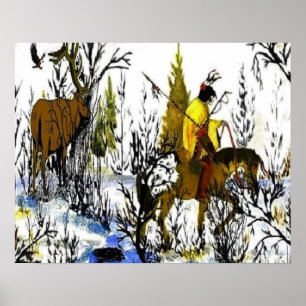 Posters do guerreiro e dos alces do inverno