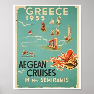 Posters do mar de Viagem da Grécia da Vintage