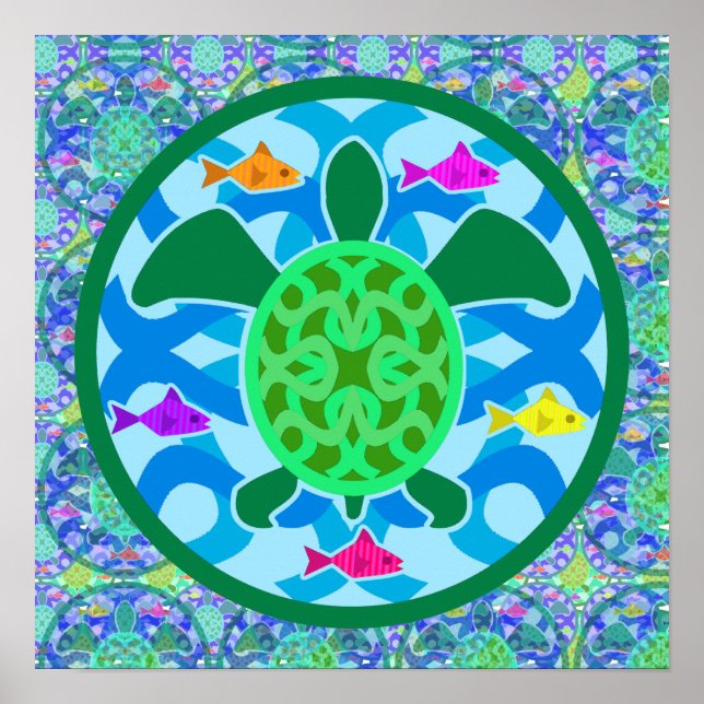 Posters e Impressões de Tartarugas do Mar Verde (Frente)