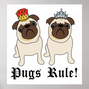 Posters e Impressões King and Queen Pug