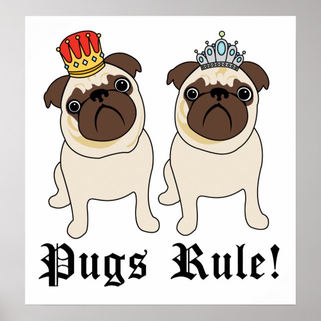 Posters e Impressões King e Queen Pug (Frente)