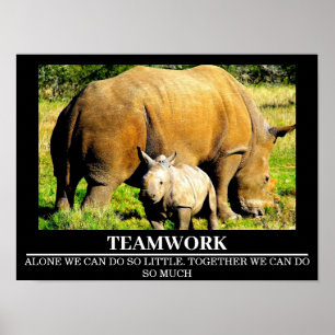 Posters Motivacionais Wildlife Rhinos Trabalho em 