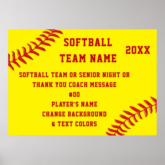 Posters Noturnos de Mais velho Softball Personaliz (Frente)