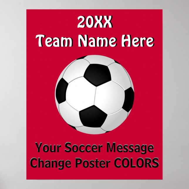 Posters personalizados de FUTEBOL com o TEXTO, COR (Frente)