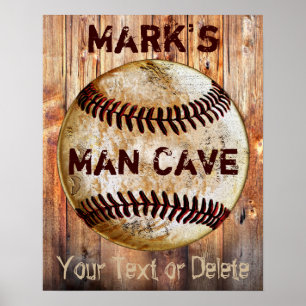 POSTERS PERSONALIZADOS Vintage de Baseball Man Cav