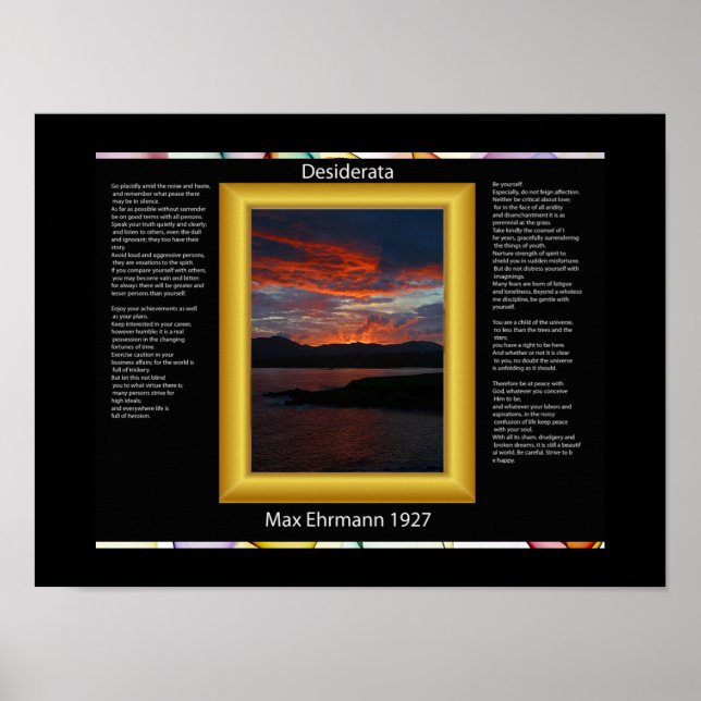 POSTERS SunRising do oceano DESIDERATA (Frente)