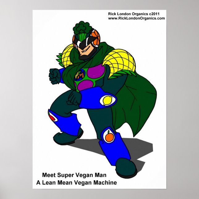 Posters Super Vegan Man (Our Mascot) (Frente)