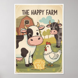 Posters Vintage Farm Animal Print