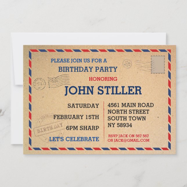 Posto de Correio de Cartão de Aniversário Convidar (Frente)