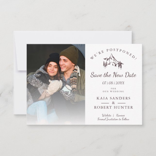 Postponed Wedding Couple Photo Mountain Landscape (Frente)