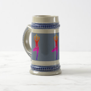 Postura de Yoga em Pé - Caneca de Cerveja Azul