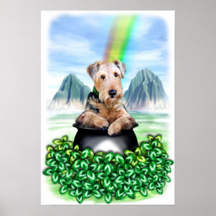 Pote de Airedale Terrier do poster do ouro