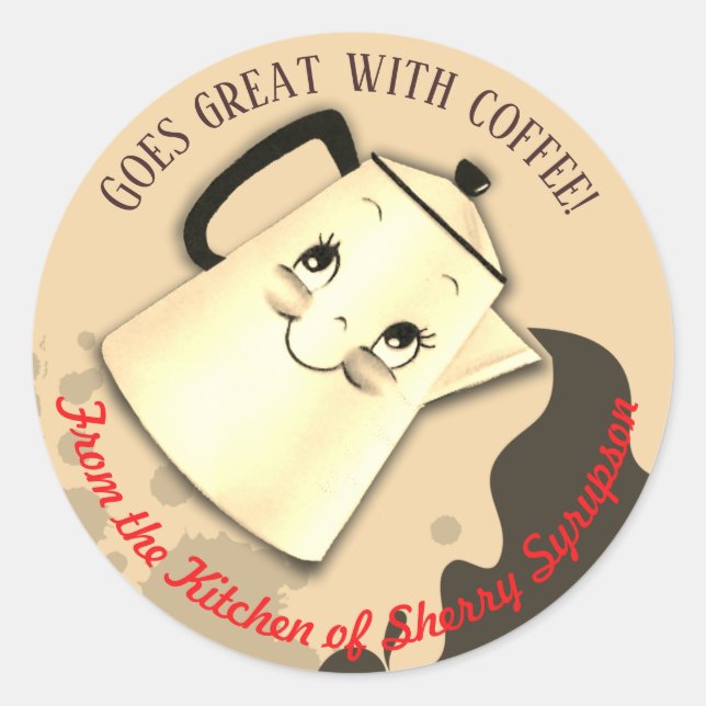 Pote de café retrô bonito da cozinha do adesivo (Frente)