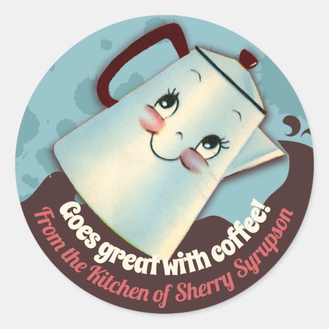 Pote de café retrô bonito da cozinha do adesivo (Frente)