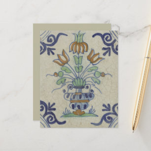 Pote De Flor Antiquado Com Azulejo Delft