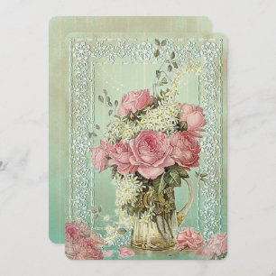 Pote de flor do vintage - cartão do convite