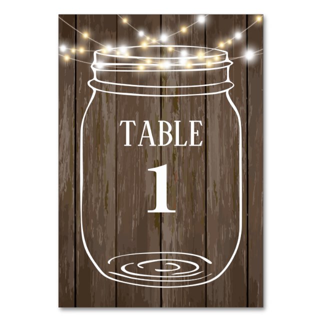 pote de pedreiro, rústico, cartão de mesa (Frente)