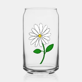 Pote de Vidro com Flor de Margarida Desenhada à Mã
