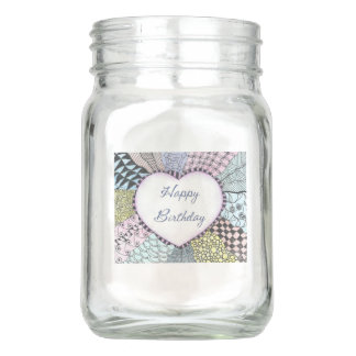Pote De Vidro Mason Feliz aniversario de frasco de pedreiro do vaso