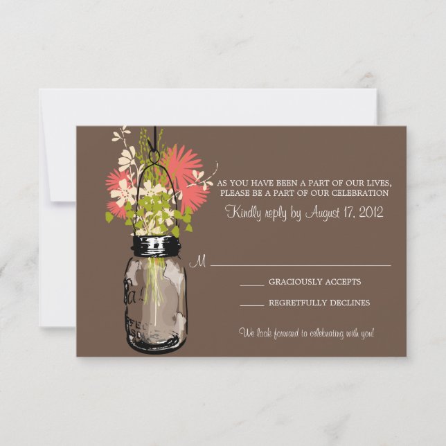 Pote de Vidro para RSVP e Flores Silvestres (Frente)