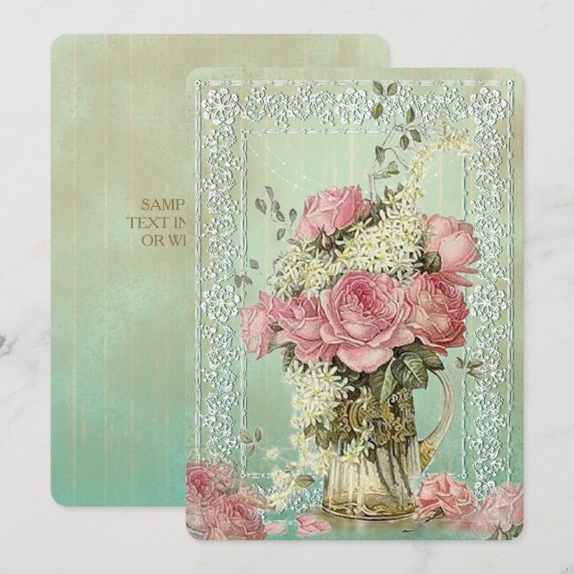 Pote Vintage Flower - Cartão de Convite (Frente/Verso)