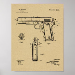 Potro 1911 que bronzeia o impressão do desenho da