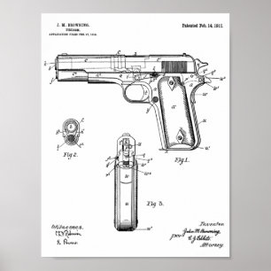 Potro 1911 que bronzeia o impressão do desenho da