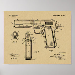 Potro 1911 que bronzeia o impressão do desenho da