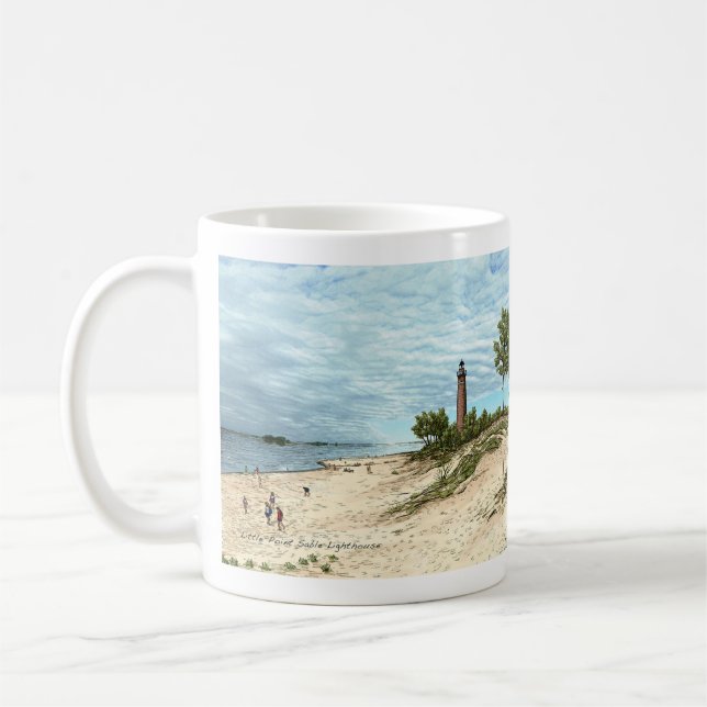 Pouca caneca de café de Michigan do farol do Sable (Esquerda)