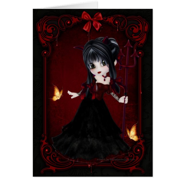 Pouco cartão do design 1 da menina do diabo do (Frente)