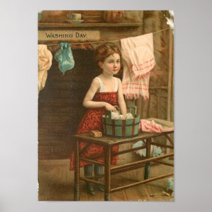 Pouco poster da menina da lavagem