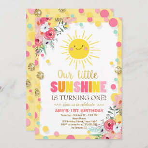 Pouco rosa do convite do aniversário da luz do sol