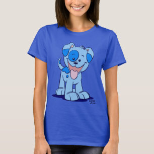 Pouco t-shirt azul das mulheres do filhote de