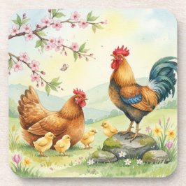 Pousada de galo de frango na primavera porta-copos