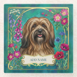 Pousadeira de Vidro Personalizada Lhasa Apso Flora