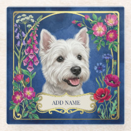 Pouso de cão West Highland personalizado azul