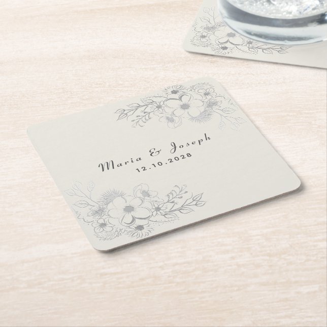 Poussiéreos Porta-copos de Papel de Casamento Flor (Inclinado)
