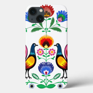 Povos poloneses com floral decorativo & os galos