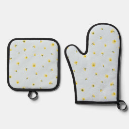 Powder Blue Japanese Yellow Viola Floral Pattern