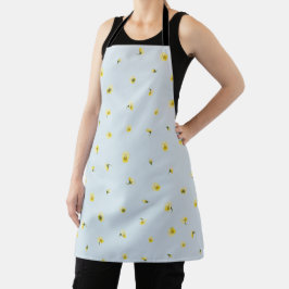 Powder Blue Japanese Yellow Viola Floral Pattern