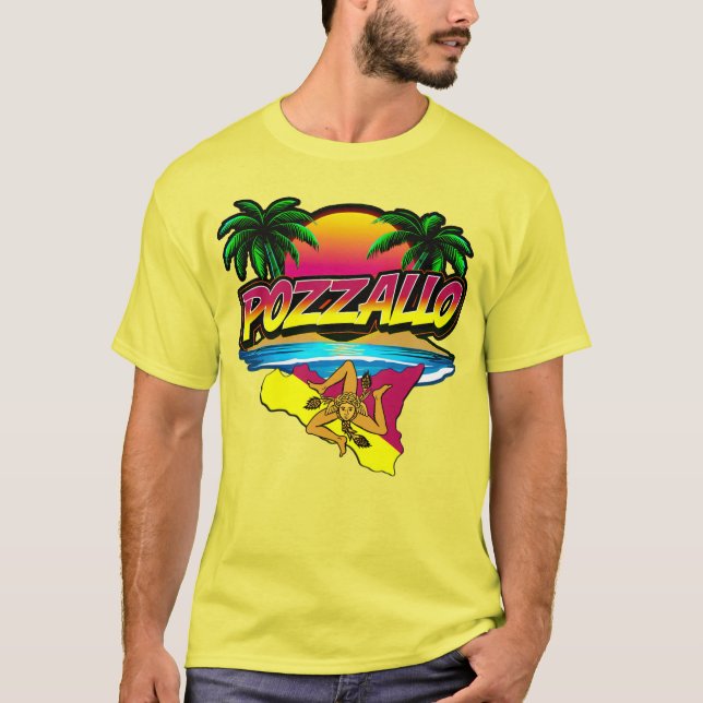 Pozzallo Sicilia Sunset com T-Shirt Palms (Frente)