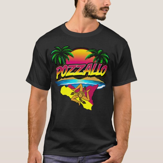 Pozzallo Sicilia Sunset com T-Shirt Palms (Frente)