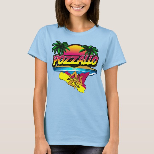 Pozzallo Sicilia Sunset com T-Shirt Palms (Frente)
