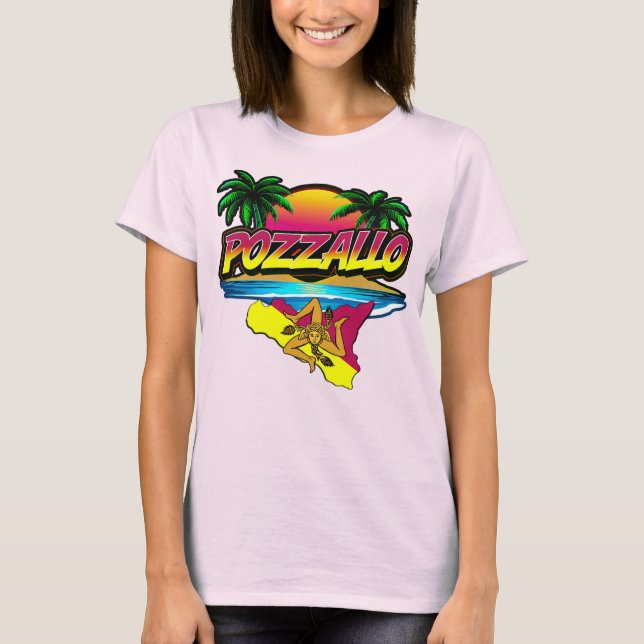 Pozzallo Sicilia Sunset com T-Shirt Palms (Frente)