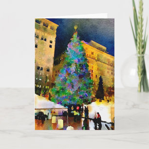 Praça do Pioneiro Portland em Cartões de Natal