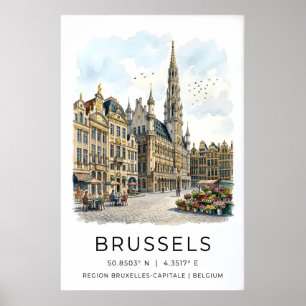 Praça Grande Bruxelas Impressão Decoração de Viage