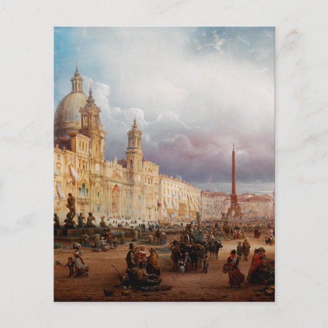 Praça Navona Mercado Roma Década de 1850 Arte (Frente)