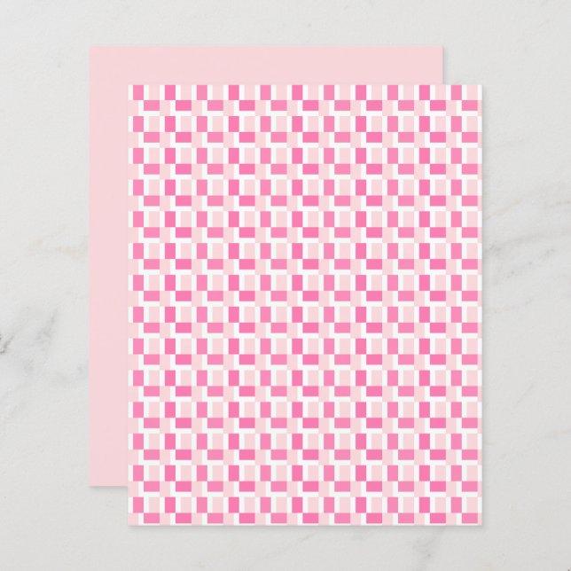 Praça-Rosa Verifica Papel Escrapbook Geométrico (Frente/Verso)