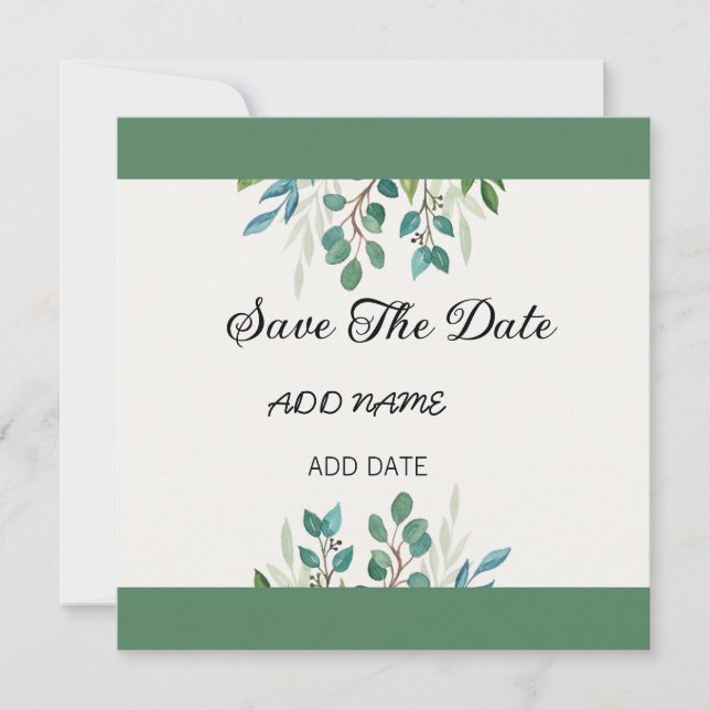 Praça verde-coroa botânica salvar a data (Frente)